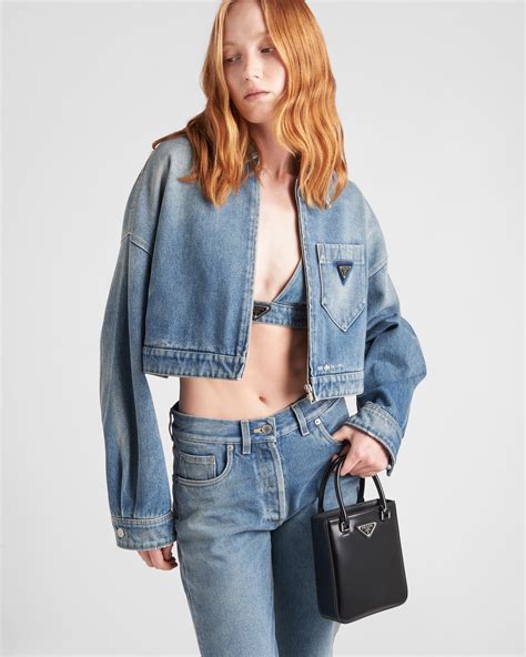 prada cropped jean jacket|saks Prada denim jacket.